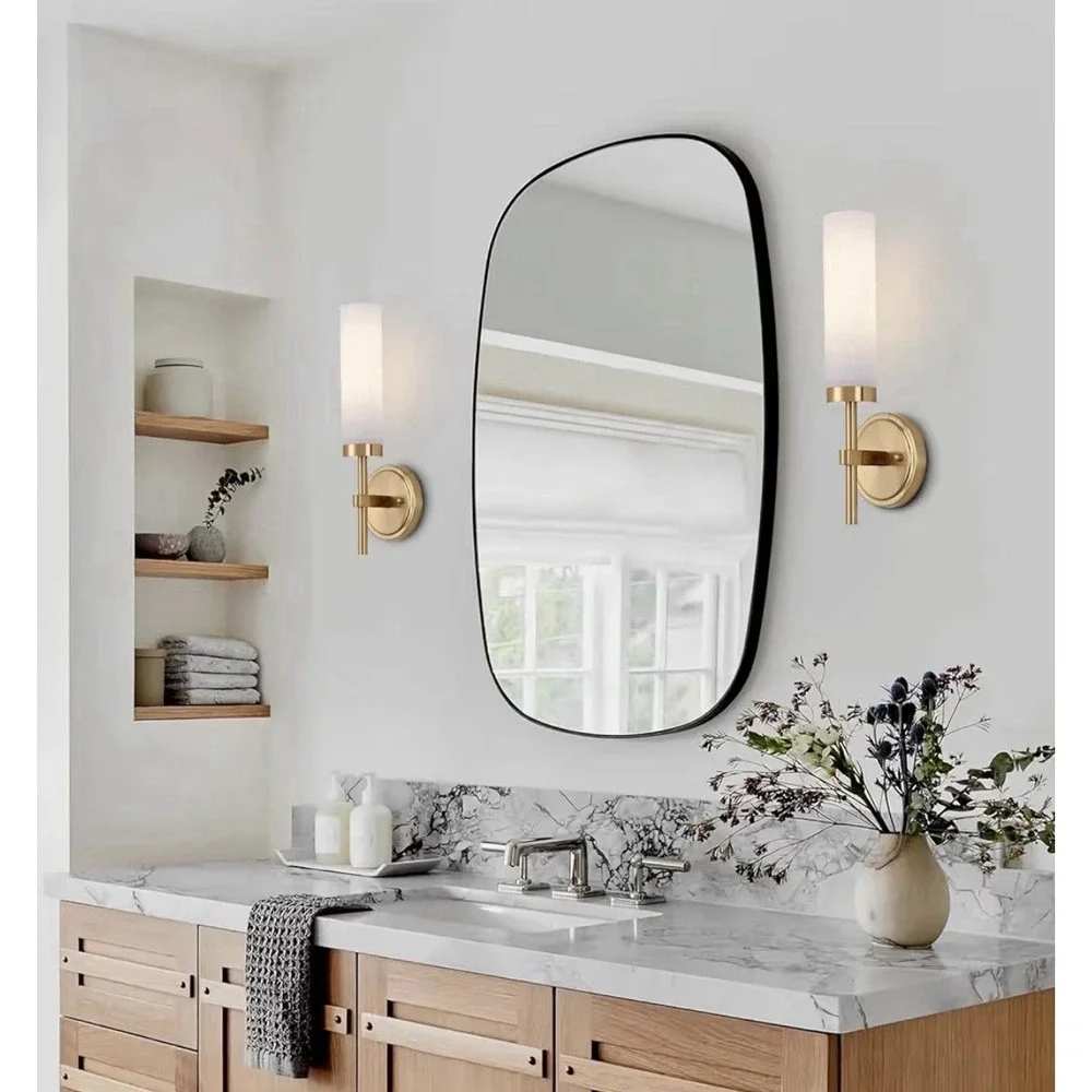 Gold Bathroom Wall Sconces Set of 2, Modern Sconces Wall Lighting Fixtures